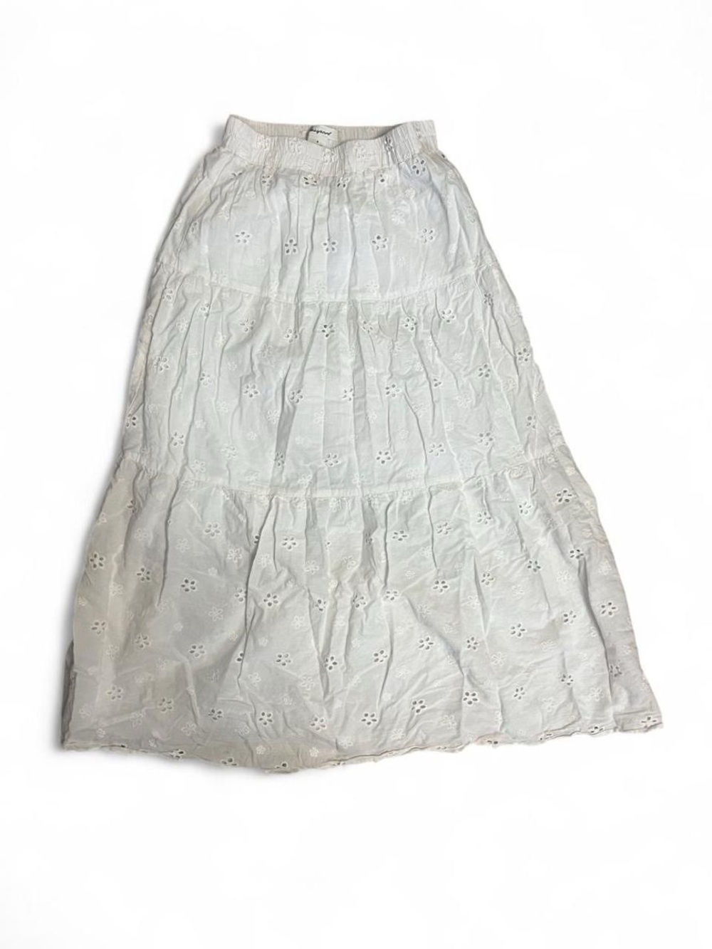 Passport White Eyelet Tiered Maxi Skirt